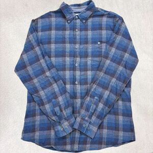 Weatherproof Vintage Flannel Plaid Button Down Shirt Men's L Blue Gray Workwear
